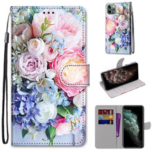 Load image into Gallery viewer, Coloured Drawing Cross Texture Horizontal Flip PU Leather Case with Holder &amp; Card Slots &amp; Wallet &amp; Lanyard, For iPhone 11 Pro Max, For iPhone 12 mini