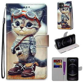 Coloured Drawing Cross Texture Horizontal Flip PU Leather Case with Holder & Card Slots & Wallet & Lanyard, For iPhone 12 / 12 Pro, For iPhone 12 Pro Max