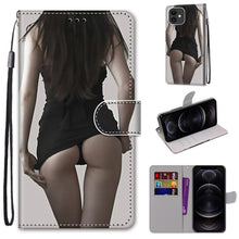 Load image into Gallery viewer, Coloured Drawing Cross Texture Horizontal Flip PU Leather Case with Holder &amp; Card Slots &amp; Wallet &amp; Lanyard, For iPhone 12 / 12 Pro, For iPhone 12 Pro Max