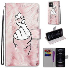 Load image into Gallery viewer, Coloured Drawing Cross Texture Horizontal Flip PU Leather Case with Holder &amp; Card Slots &amp; Wallet &amp; Lanyard, For iPhone 12 / 12 Pro, For iPhone 12 Pro Max