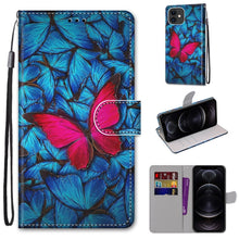 Load image into Gallery viewer, Coloured Drawing Cross Texture Horizontal Flip PU Leather Case with Holder &amp; Card Slots &amp; Wallet &amp; Lanyard, For iPhone 12 / 12 Pro, For iPhone 12 Pro Max