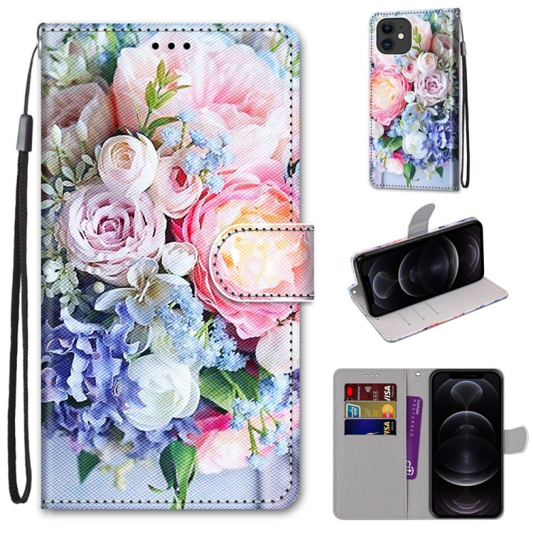 Coloured Drawing Cross Texture Horizontal Flip PU Leather Case with Holder & Card Slots & Wallet & Lanyard, For iPhone 12 / 12 Pro, For iPhone 12 Pro Max