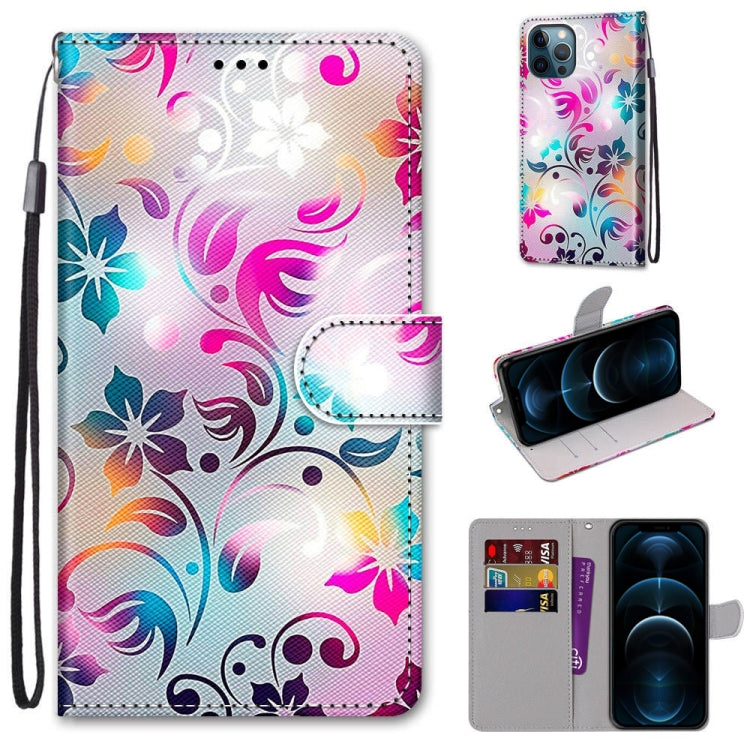 Coloured Drawing Cross Texture Horizontal Flip PU Leather Case with Holder & Card Slots & Wallet & Lanyard, For iPhone 12 / 12 Pro, For iPhone 12 Pro Max