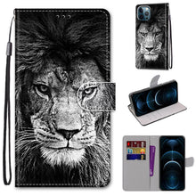 Load image into Gallery viewer, Coloured Drawing Cross Texture Horizontal Flip PU Leather Case with Holder &amp; Card Slots &amp; Wallet &amp; Lanyard, For iPhone 12 / 12 Pro, For iPhone 12 Pro Max