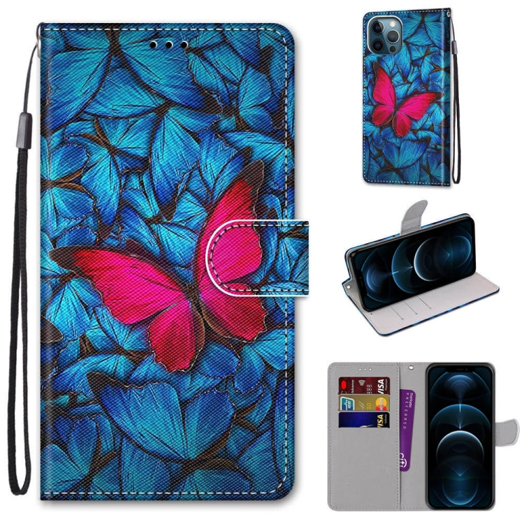 Coloured Drawing Cross Texture Horizontal Flip PU Leather Case with Holder & Card Slots & Wallet & Lanyard, For iPhone 12 / 12 Pro, For iPhone 12 Pro Max