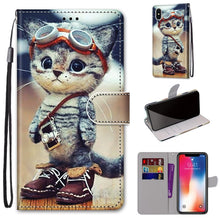 Load image into Gallery viewer, Coloured Drawing Cross Texture Horizontal Flip PU Leather Case with Holder &amp; Card Slots &amp; Wallet &amp; Lanyard, For iPhone XS / X, For iPhone XR