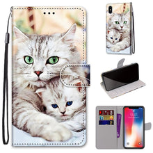 Load image into Gallery viewer, Coloured Drawing Cross Texture Horizontal Flip PU Leather Case with Holder &amp; Card Slots &amp; Wallet &amp; Lanyard, For iPhone XS / X, For iPhone XR