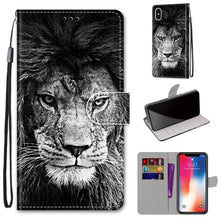 Load image into Gallery viewer, Coloured Drawing Cross Texture Horizontal Flip PU Leather Case with Holder &amp; Card Slots &amp; Wallet &amp; Lanyard, For iPhone XS / X, For iPhone XR