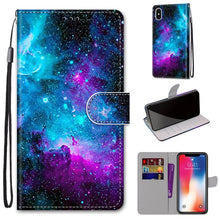 Load image into Gallery viewer, Coloured Drawing Cross Texture Horizontal Flip PU Leather Case with Holder &amp; Card Slots &amp; Wallet &amp; Lanyard, For iPhone XS / X, For iPhone XR