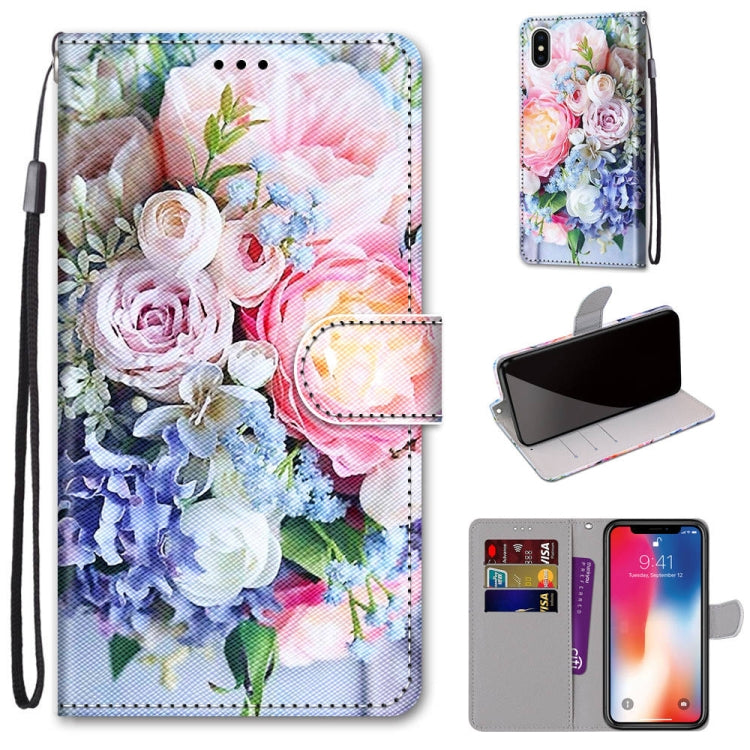 Coloured Drawing Cross Texture Horizontal Flip PU Leather Case with Holder & Card Slots & Wallet & Lanyard, For iPhone XS / X, For iPhone XR