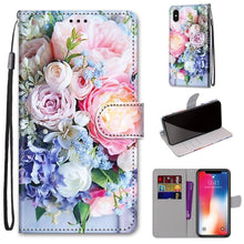 Load image into Gallery viewer, Coloured Drawing Cross Texture Horizontal Flip PU Leather Case with Holder &amp; Card Slots &amp; Wallet &amp; Lanyard, For iPhone XS / X, For iPhone XR