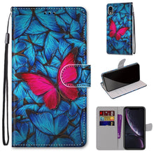 Load image into Gallery viewer, Coloured Drawing Cross Texture Horizontal Flip PU Leather Case with Holder &amp; Card Slots &amp; Wallet &amp; Lanyard, For iPhone XS / X, For iPhone XR