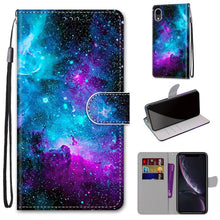 Load image into Gallery viewer, Coloured Drawing Cross Texture Horizontal Flip PU Leather Case with Holder &amp; Card Slots &amp; Wallet &amp; Lanyard, For iPhone XS / X, For iPhone XR