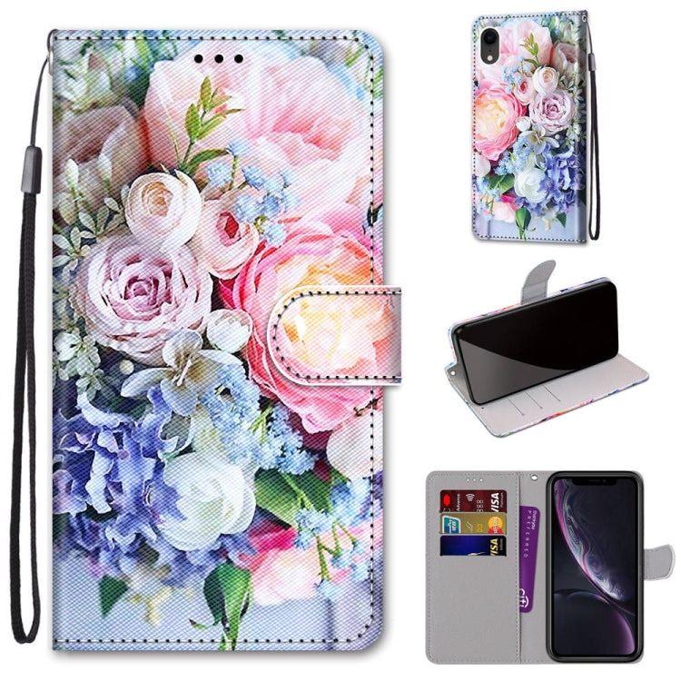 Coloured Drawing Cross Texture Horizontal Flip PU Leather Case with Holder & Card Slots & Wallet & Lanyard, For iPhone XS / X, For iPhone XR