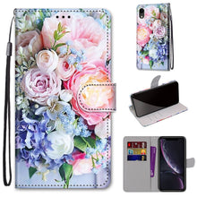 Load image into Gallery viewer, Coloured Drawing Cross Texture Horizontal Flip PU Leather Case with Holder &amp; Card Slots &amp; Wallet &amp; Lanyard, For iPhone XS / X, For iPhone XR