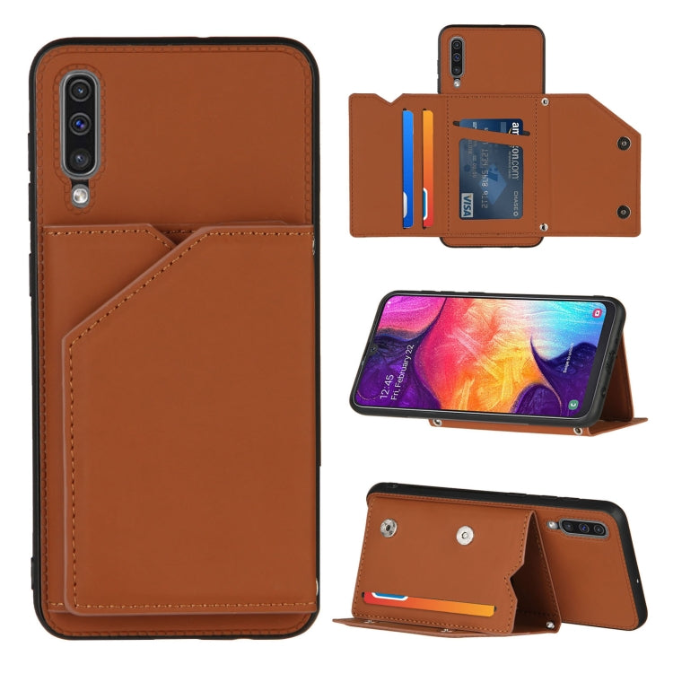 Skin Feel PU + TPU + PC Back Cover Shockproof Case with Card Slots & Holder & Photo Frame, For OPPO Realme 7, For Samsung Galaxy A50 & A30s & A50s, For OPPO Realme C11, For Samsung Galaxy A70 & A70s, For OPPO Realme C15, For Samsung Galaxy M60s & A81  ...