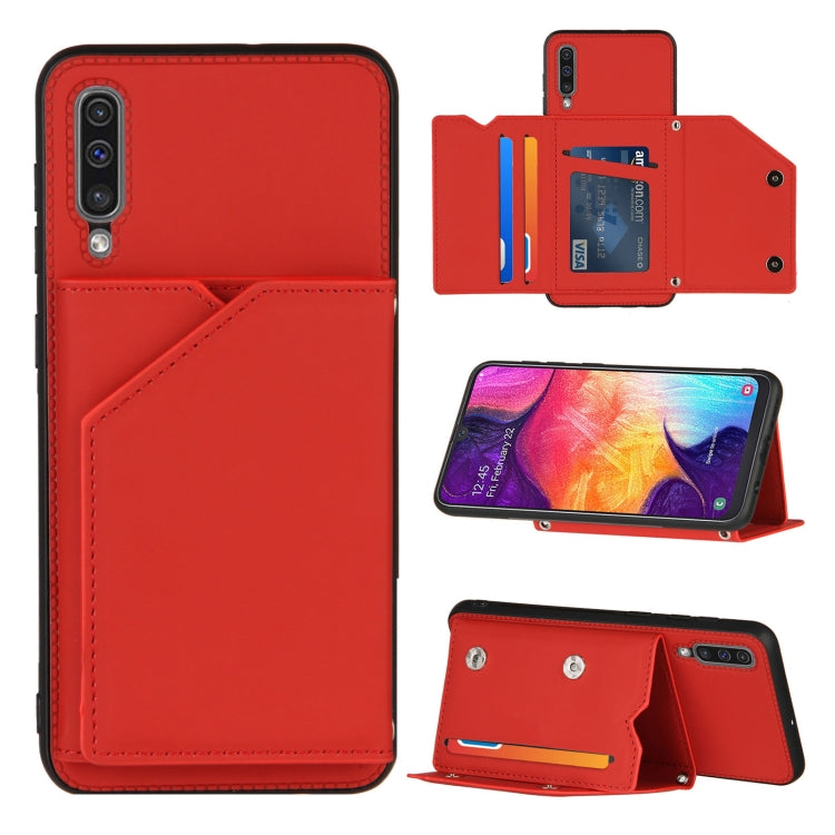 Skin Feel PU + TPU + PC Back Cover Shockproof Case with Card Slots & Holder & Photo Frame, For OPPO Realme 7, For Samsung Galaxy A50 & A30s & A50s, For OPPO Realme C11, For Samsung Galaxy A70 & A70s, For OPPO Realme C15, For Samsung Galaxy M60s & A81  ...