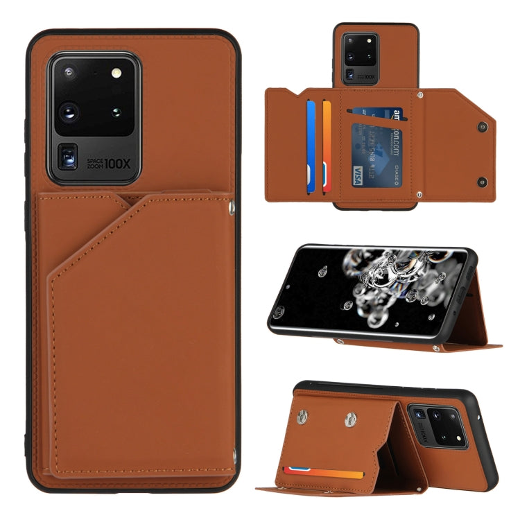 Skin Feel PU + TPU + PC Back Cover Shockproof Case with Card Slots & Holder & Photo Frame, For OPPO Realme 7, For Samsung Galaxy A50 & A30s & A50s, For OPPO Realme C11, For Samsung Galaxy A70 & A70s, For OPPO Realme C15, For Samsung Galaxy M60s & A81  ...
