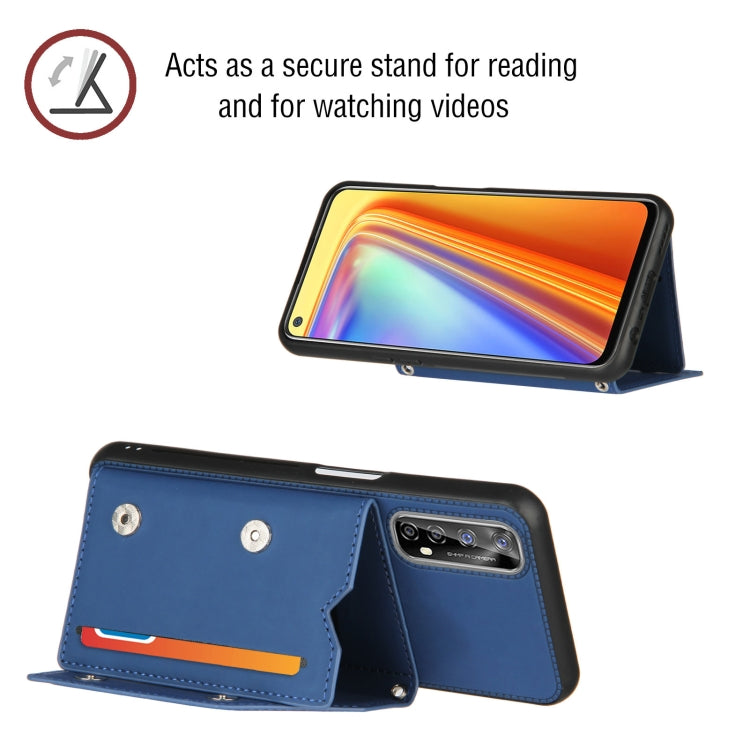 Skin Feel PU + TPU + PC Back Cover Shockproof Case with Card Slots & Holder & Photo Frame, For OPPO Realme 7, For Samsung Galaxy A50 & A30s & A50s, For OPPO Realme C11, For Samsung Galaxy A70 & A70s, For OPPO Realme C15, For Samsung Galaxy M60s & A81  ...