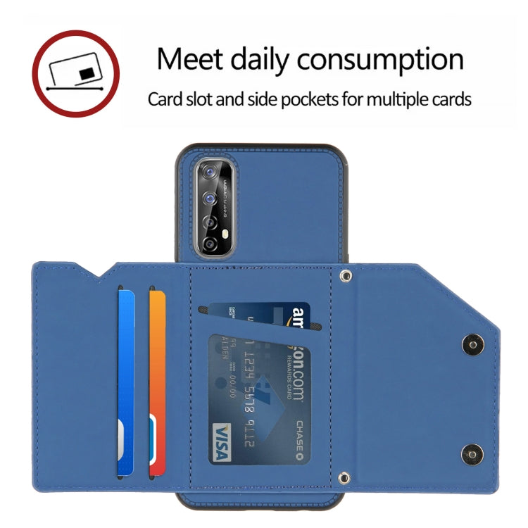 Skin Feel PU + TPU + PC Back Cover Shockproof Case with Card Slots & Holder & Photo Frame, For OPPO Realme 7, For Samsung Galaxy A50 & A30s & A50s, For OPPO Realme C11, For Samsung Galaxy A70 & A70s, For OPPO Realme C15, For Samsung Galaxy M60s & A81  ...