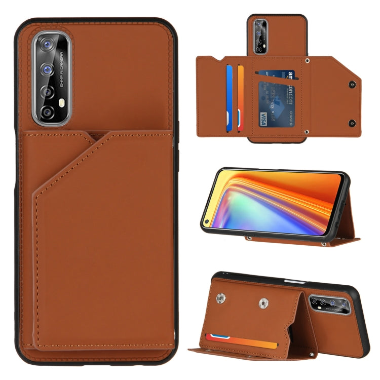 Skin Feel PU + TPU + PC Back Cover Shockproof Case with Card Slots & Holder & Photo Frame, For OPPO Realme 7, For Samsung Galaxy A50 & A30s & A50s, For OPPO Realme C11, For Samsung Galaxy A70 & A70s, For OPPO Realme C15, For Samsung Galaxy M60s & A81  ...