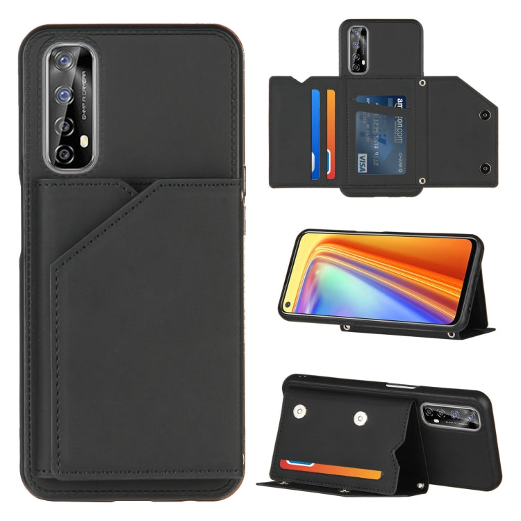 Skin Feel PU + TPU + PC Back Cover Shockproof Case with Card Slots & Holder & Photo Frame, For OPPO Realme 7, For Samsung Galaxy A50 & A30s & A50s, For OPPO Realme C11, For Samsung Galaxy A70 & A70s, For OPPO Realme C15, For Samsung Galaxy M60s & A81  ...