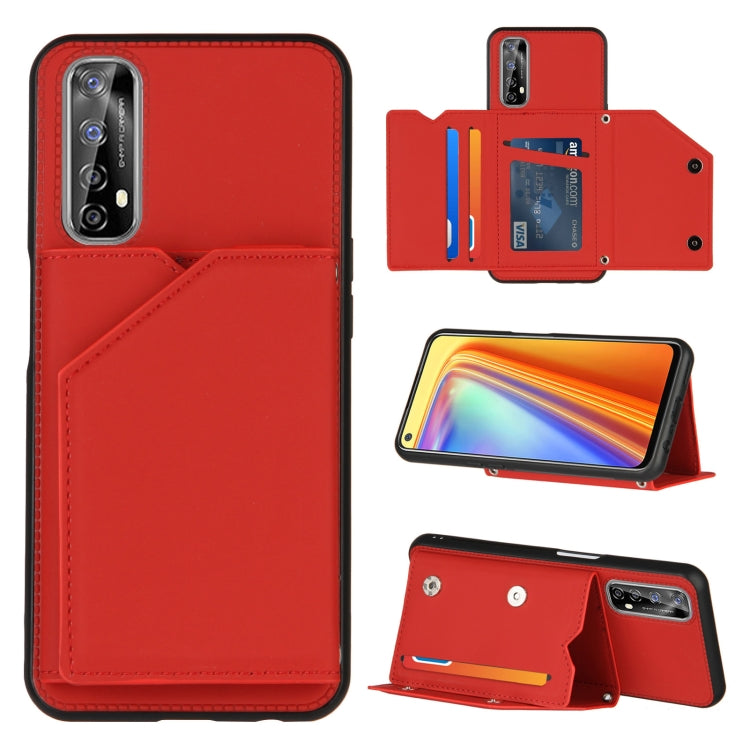 Skin Feel PU + TPU + PC Back Cover Shockproof Case with Card Slots & Holder & Photo Frame, For OPPO Realme 7, For Samsung Galaxy A50 & A30s & A50s, For OPPO Realme C11, For Samsung Galaxy A70 & A70s, For OPPO Realme C15, For Samsung Galaxy M60s & A81  ...
