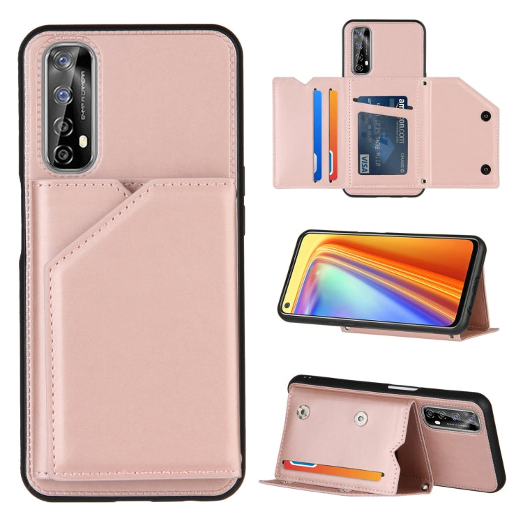 Skin Feel PU + TPU + PC Back Cover Shockproof Case with Card Slots & Holder & Photo Frame, For OPPO Realme 7, For Samsung Galaxy A50 & A30s & A50s, For OPPO Realme C11, For Samsung Galaxy A70 & A70s, For OPPO Realme C15, For Samsung Galaxy M60s & A81  ...