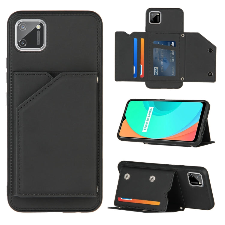Skin Feel PU + TPU + PC Back Cover Shockproof Case with Card Slots & Holder & Photo Frame, For OPPO Realme 7, For Samsung Galaxy A50 & A30s & A50s, For OPPO Realme C11, For Samsung Galaxy A70 & A70s, For OPPO Realme C15, For Samsung Galaxy M60s & A81  ...