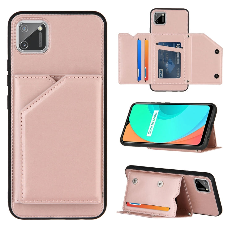 Skin Feel PU + TPU + PC Back Cover Shockproof Case with Card Slots & Holder & Photo Frame, For OPPO Realme 7, For Samsung Galaxy A50 & A30s & A50s, For OPPO Realme C11, For Samsung Galaxy A70 & A70s, For OPPO Realme C15, For Samsung Galaxy M60s & A81  ...