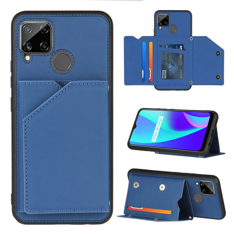 Skin Feel PU + TPU + PC Back Cover Shockproof Case with Card Slots & Holder & Photo Frame, For OPPO Realme 7, For Samsung Galaxy A50 & A30s & A50s, For OPPO Realme C11, For Samsung Galaxy A70 & A70s, For OPPO Realme C15, For Samsung Galaxy M60s & A81  ...