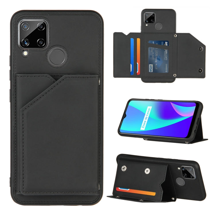 Skin Feel PU + TPU + PC Back Cover Shockproof Case with Card Slots & Holder & Photo Frame, For OPPO Realme 7, For Samsung Galaxy A50 & A30s & A50s, For OPPO Realme C11, For Samsung Galaxy A70 & A70s, For OPPO Realme C15, For Samsung Galaxy M60s & A81  ...