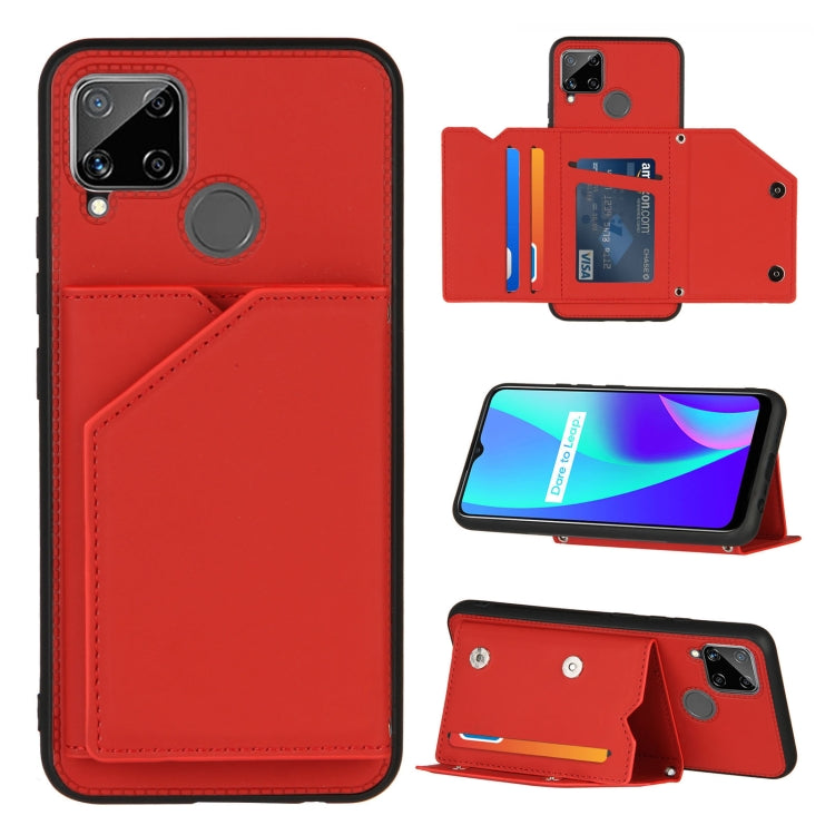 Skin Feel PU + TPU + PC Back Cover Shockproof Case with Card Slots & Holder & Photo Frame, For OPPO Realme 7, For Samsung Galaxy A50 & A30s & A50s, For OPPO Realme C11, For Samsung Galaxy A70 & A70s, For OPPO Realme C15, For Samsung Galaxy M60s & A81  ...