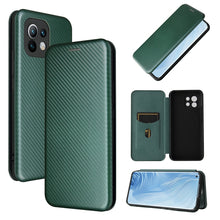 Load image into Gallery viewer, Carbon Fiber Texture Magnetic Horizontal Flip TPU + PC + PU Leather Case with Card Slot, For Xiaomi Mi 11