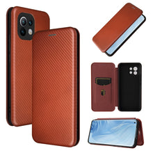 Load image into Gallery viewer, Carbon Fiber Texture Magnetic Horizontal Flip TPU + PC + PU Leather Case with Card Slot, For Xiaomi Mi 11