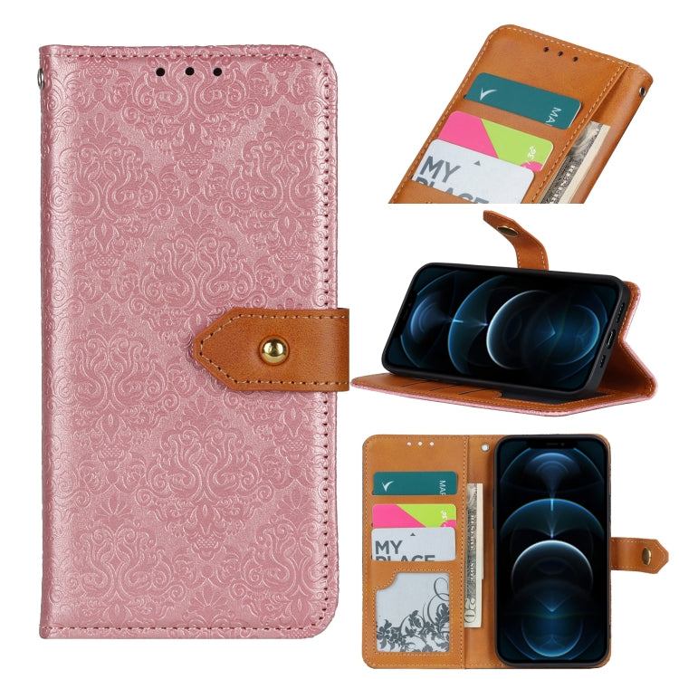 European Floral Embossed Copper Buckle Horizontal Flip PU Leather Case with Holder & Card Slots & Wallet & Photo Frame, For iPhone 12 mini, For iPhone 12 / 12 Pro, For iPhone 12 Pro Max