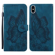 Load image into Gallery viewer, Retro Skin Feel Butterflies Embossing Horizontal Flip Leather Case with Holder &amp; Card Slots &amp; Wallet, For iPhone 12 Pro Max, For iPhone XR, For iPhone X / XS, For iPhone XS Max