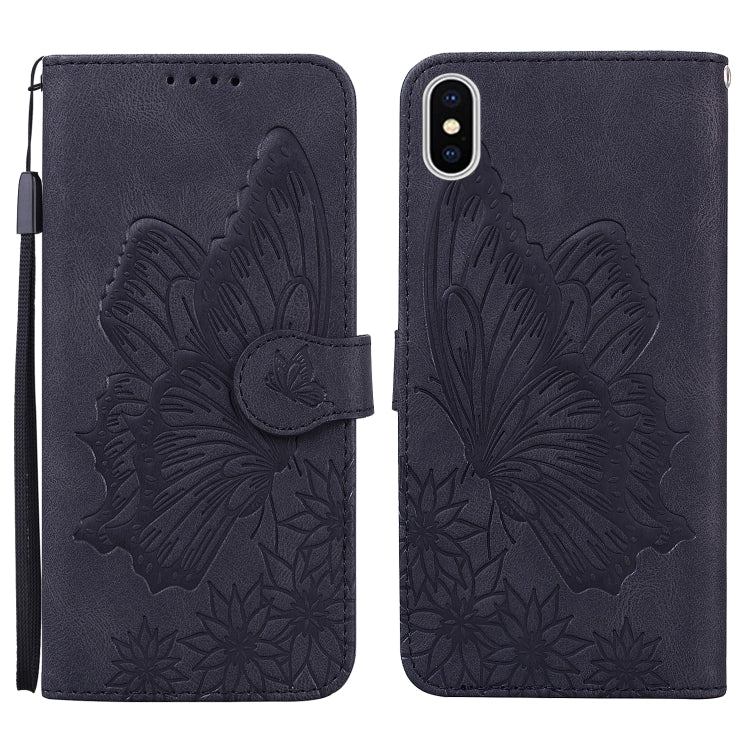 Retro Skin Feel Butterflies Embossing Horizontal Flip Leather Case with Holder & Card Slots & Wallet, For iPhone 12 Pro Max, For iPhone XR, For iPhone X / XS, For iPhone XS Max