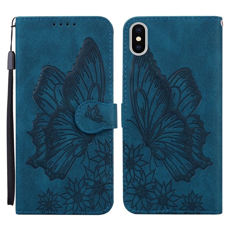 Retro Skin Feel Butterflies Embossing Horizontal Flip Leather Case with Holder & Card Slots & Wallet, For iPhone 12 Pro Max, For iPhone XR, For iPhone X / XS, For iPhone XS Max