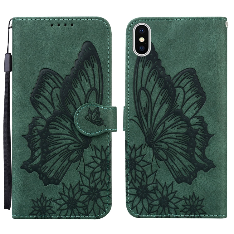 Retro Skin Feel Butterflies Embossing Horizontal Flip Leather Case with Holder & Card Slots & Wallet, For iPhone 12 Pro Max, For iPhone XR, For iPhone X / XS, For iPhone XS Max