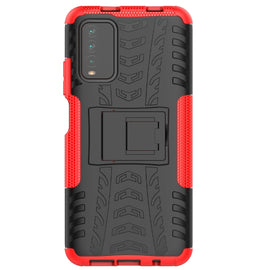 Tire Texture Shockproof TPU+PC Protective Case with Holder, For Xiaomi Poco M3 /Redmi Note 9 4G