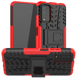 Tire Texture Shockproof TPU+PC Protective Case with Holder, For Xiaomi Poco M3 /Redmi Note 9 4G
