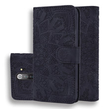 Load image into Gallery viewer, Calf Pattern Mandala Double Folding Design Embossed Leather Case with Wallet &amp; Holder &amp; Card Slots