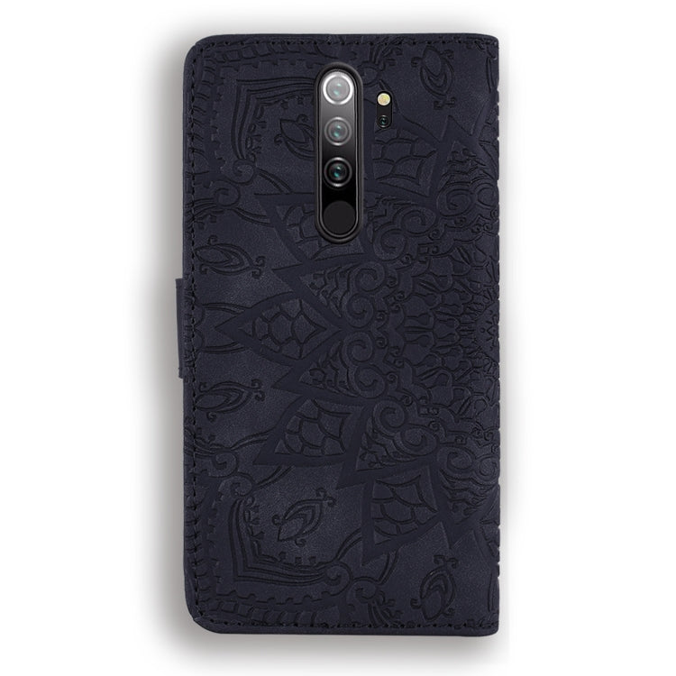 Calf Pattern Mandala Double Folding Design Embossed Leather Case with Wallet & Holder & Card Slots