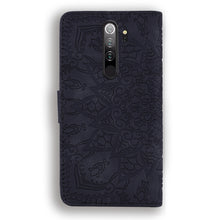 Load image into Gallery viewer, Calf Pattern Mandala Double Folding Design Embossed Leather Case with Wallet &amp; Holder &amp; Card Slots