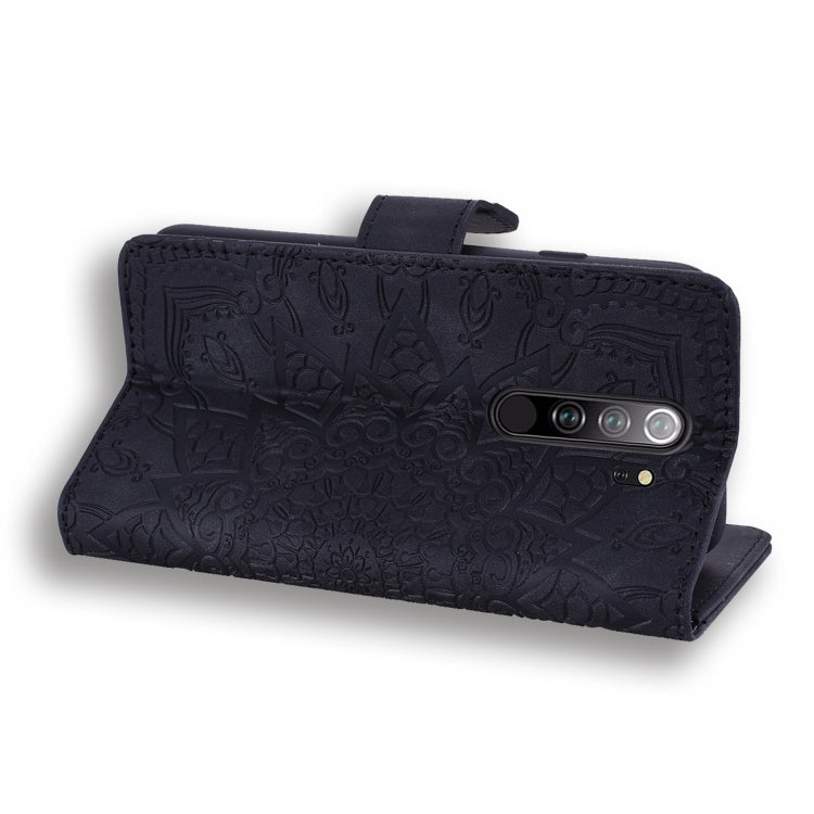 Calf Pattern Mandala Double Folding Design Embossed Leather Case with Wallet & Holder & Card Slots