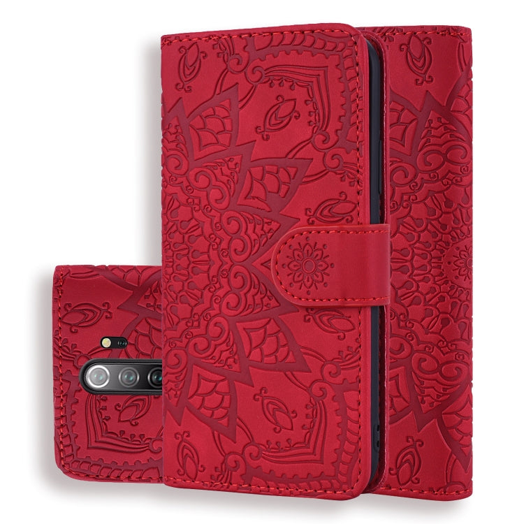 Calf Pattern Mandala Double Folding Design Embossed Leather Case with Wallet & Holder & Card Slots