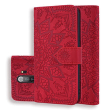 Load image into Gallery viewer, Calf Pattern Mandala Double Folding Design Embossed Leather Case with Wallet &amp; Holder &amp; Card Slots