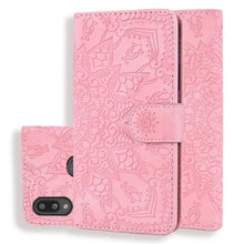 Load image into Gallery viewer, Calf Pattern Mandala Double Folding Design Embossed Leather Case with Wallet &amp; Holder &amp; Card Slots
