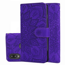 Load image into Gallery viewer, Calf Pattern Mandala Double Folding Design Embossed Leather Case with Wallet &amp; Holder &amp; Card Slots